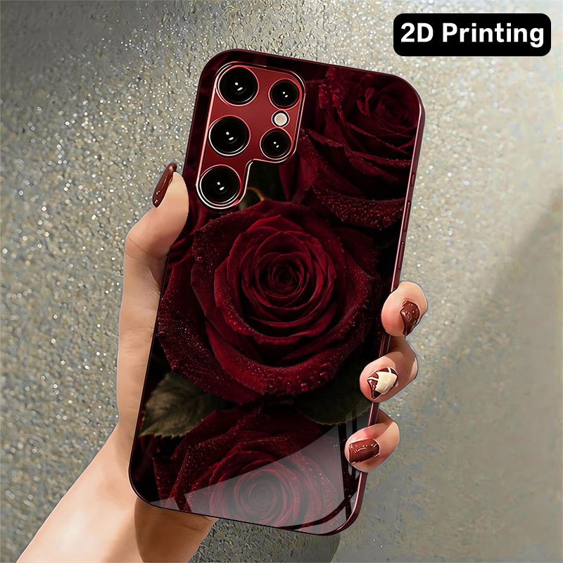 Glass phone case with dark red - Samsung Galaxy S24 recension och pris