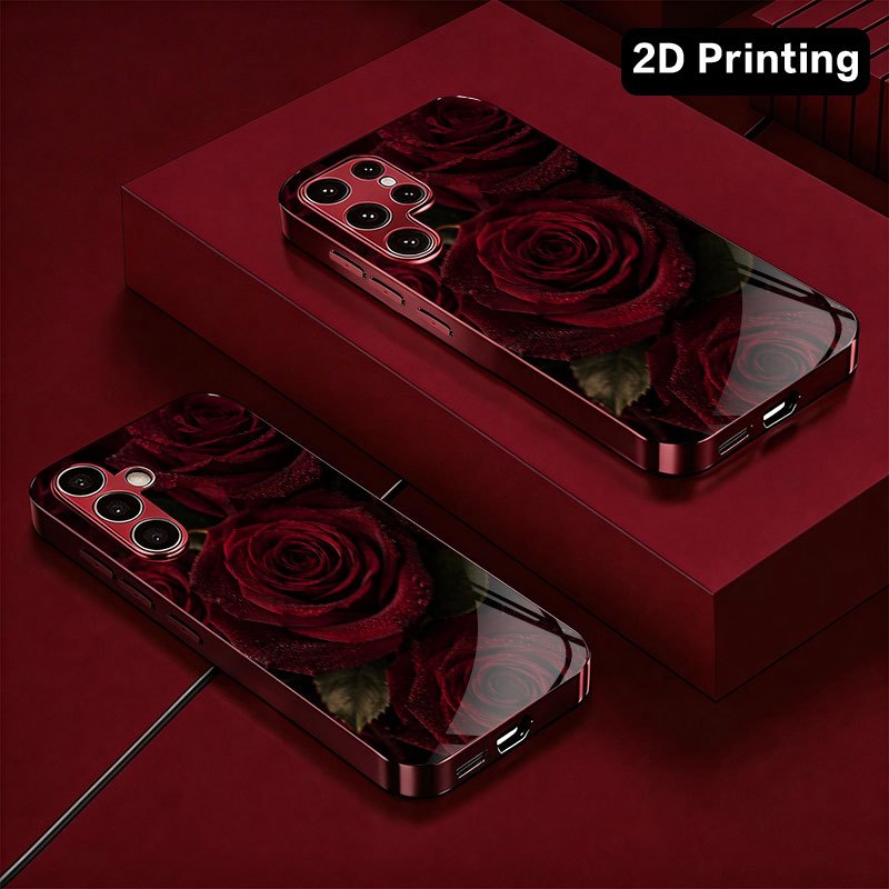 Glass phone case with dark red - Samsung Galaxy S24 recension och pris